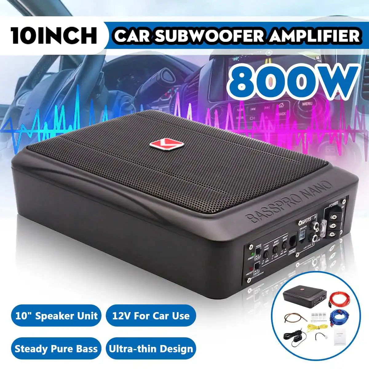 800W/600W 8/10 Inch 12V Car Sp - Under Seat Subwoofer Slim 8 Inch recension och pris