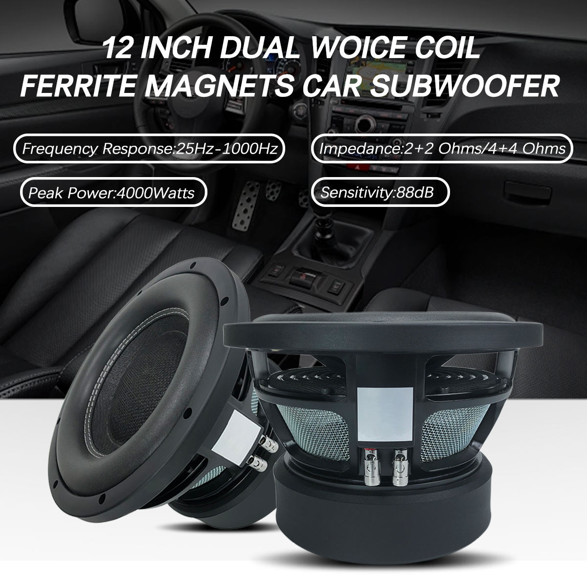 12 Inch RMS 1500W 2+2 /4+4 Ohm - Car Subwoofer 12 Inch 1500W recension och pris